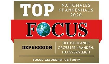Siegel der Top Focus als Regionales Krankenhaus 2020 für Depressionen.